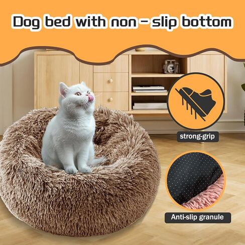 Comfort Donut Dog Bed - Ultra-Soft Pet Bed with Neck Support, 3 Sizes (Machine Washable) for Small/Medium/Large Dogs & Cats (Gray, 32''Lx32''Wx8''Th) in Saudi Arabia