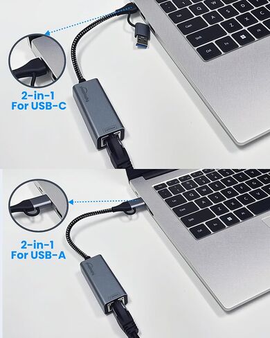 USB C to Ethernet Adapter with PD Power+ USB A 3.0 5Gbps,SD/TF,100W Power Delivery,USBC hub,6 in 1,Type C Charging,Aluminum,USBC hub RJ45 Gigabit Ethernet Compatible with Laptop, MacBook Air/Pro in Kuwait