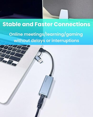 USB C to Ethernet Adapter with PD Power+ USB A 3.0 5Gbps,SD/TF,100W Power Delivery,USBC hub,6 in 1,Type C Charging,Aluminum,USBC hub RJ45 Gigabit Ethernet Compatible with Laptop, MacBook Air/Pro in Kuwait
