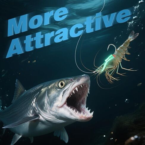 Luminous Live Shrimp Hooks, Upgraded High Carbon Steel Barbed Hooks Saltwater Corrosion-Resistant, for Freshwater & Saltwater Fishing, Ideal for Bass, Groupers, Catfish & More Fish (2/0 * 6+3/0 * 6) in Kuwait