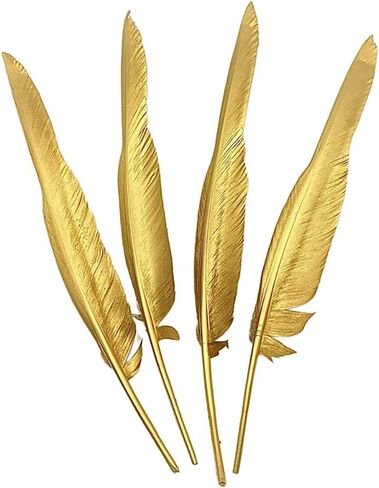 Londgen 12-14 بوصة 10pcs ريش تركيا الحرف الريش الكبير لزخارف الحفلات الزفاف الحرف (5pcs الذهب والفضة in Saudi Arabia