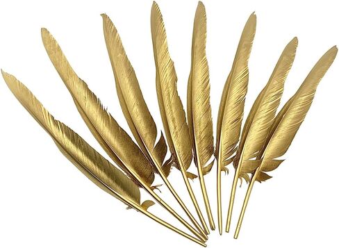 Londgen 12-14 بوصة 10pcs ريش تركيا الحرف الريش الكبير لزخارف الحفلات الزفاف الحرف (5pcs الذهب والفضة in Saudi Arabia
