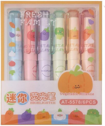6 Pcs Cute Highlighter Marker Pastel Highlighter Marker Pens Cartoon Fruit Highlighters Pens for Students Boys Girls Women Highlighters Marker School Supplies Office Supplies (Fruit) in Saudi Arabia