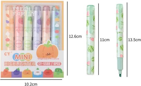 6 Pcs Cute Highlighter Marker Pastel Highlighter Marker Pens Cartoon Fruit Highlighters Pens for Students Boys Girls Women Highlighters Marker School Supplies Office Supplies (Fruit) in Saudi Arabia