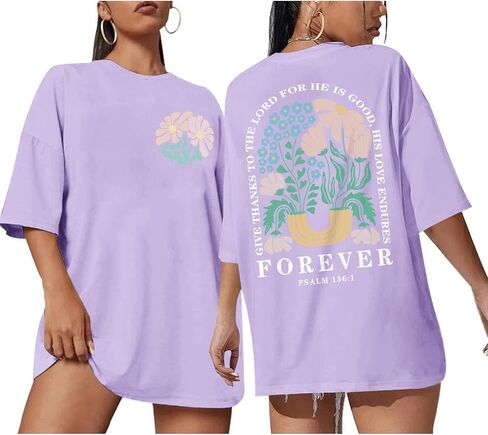 Christian Faith Tshirts for Women Jesus Religious Bible Verse Shirts Inspirational Floral Oversized Graphic Tees in Kuwait