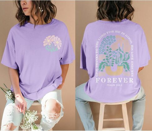 Christian Faith Tshirts for Women Jesus Religious Bible Verse Shirts Inspirational Floral Oversized Graphic Tees in Kuwait