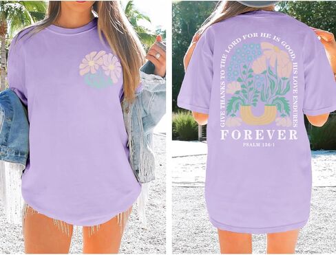 Christian Faith Tshirts for Women Jesus Religious Bible Verse Shirts Inspirational Floral Oversized Graphic Tees in Kuwait