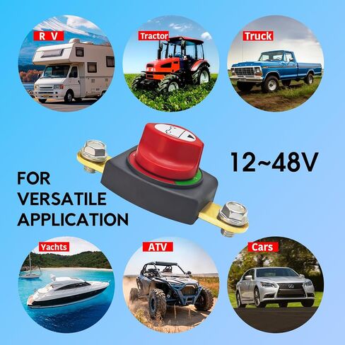 500A Smart Battery Disconnect Switch 12V with Voltmeter - Anti Theft Battery Kill Switch for Car RV Boat Marine Truck, On/Off Top Post Batteries Cut Off Switches, Negative | DC 6-36V | 0.007mA Standby in Saudi Arabia