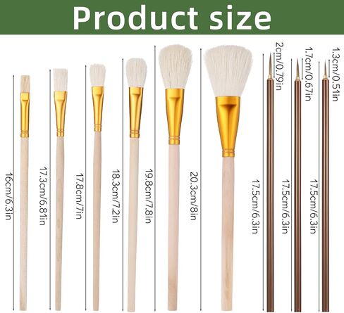 10 Pcs Pottery Glaze Brushes Mop Brush for Acrylic Ceramic Brushes Set Watercolor Paintbrush Painting Goat Hair Blending Brush Underglaze Paintbrush for Pottery Wool Art Tool for Oil Acrylic in Saudi Arabia