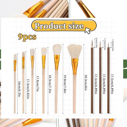 10 Pcs Pottery Glaze Brushes Mop Brush for Acrylic Ceramic Brushes Set Watercolor Paintbrush Painting Goat Hair Blending Brush Underglaze Paintbrush for Pottery Wool Art Tool for Oil Acrylic in Saudi Arabia
