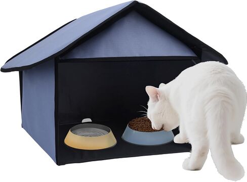 Outdoor Cat Feeding Station, Stray Cat Shelter, Cat Shelter Outdoor for Food and Wate, Waterproof Pet Shelter for Cats Birds, Rabbits and Small Dog in Kuwait