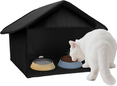 Outdoor Cat Feeding Station, Stray Cat Shelter, Cat Shelter Outdoor for Food and Wate, Waterproof Pet Shelter for Cats Birds, Rabbits and Small Dog in Kuwait