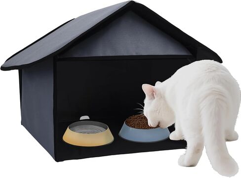 Outdoor Cat Feeding Station, Stray Cat Shelter, Cat Shelter Outdoor for Food and Wate, Waterproof Pet Shelter for Cats Birds, Rabbits and Small Dog in Kuwait