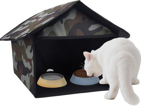 Outdoor Cat Feeding Station, Stray Cat Shelter, Cat Shelter Outdoor for Food and Wate, Waterproof Pet Shelter for Cats Birds, Rabbits and Small Dog in Kuwait