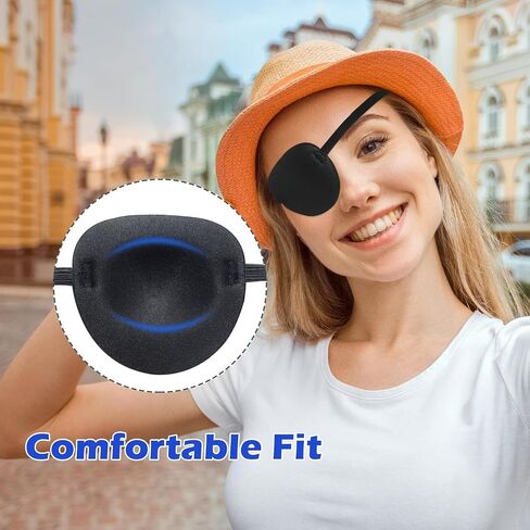 Eye Patch,2pcs Eye Patches for Adults,Medical Eyepatch for Left Right Eye After Surgery,Adjustable Eye Patch for Amblyopia Strabismus Black in Kuwait