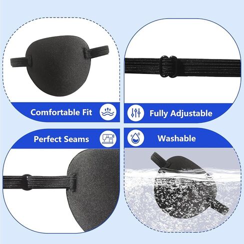 Eye Patch,2pcs Eye Patches for Adults,Medical Eyepatch for Left Right Eye After Surgery,Adjustable Eye Patch for Amblyopia Strabismus Black in Kuwait