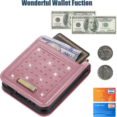 CCSmall for Samsung Galaxy Z Flip 6 Crossbody Wallet Case for Women, Bling Glitter PU Leather Phone Case with RFID Blocking Card Holder Cover for Samsung Galaxy Z Flip6 /Z flip 5 SZ Blue in Saudi Arabia