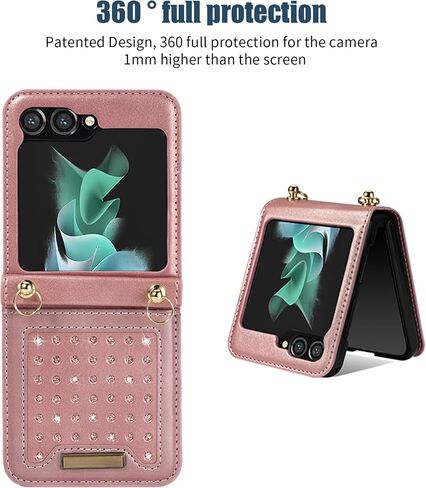 CCSmall for Samsung Galaxy Z Flip 6 Crossbody Wallet Case for Women, Bling Glitter PU Leather Phone Case with RFID Blocking Card Holder Cover for Samsung Galaxy Z Flip6 /Z flip 5 SZ Blue in Saudi Arabia