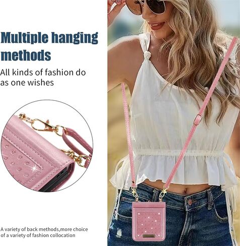 CCSmall for Samsung Galaxy Z Flip 6 Crossbody Wallet Case for Women, Bling Glitter PU Leather Phone Case with RFID Blocking Card Holder Cover for Samsung Galaxy Z Flip6 /Z flip 5 SZ Blue in Saudi Arabia