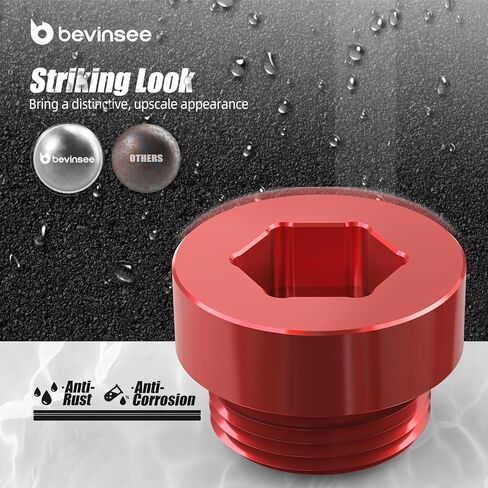 Bevinsee M22x1.5 قابس تصريف الزيت التفاضلي المغناطيسي مع حلقة O متوافق مع BMW E46 E92 E90 E91 E60 F10 E84 E84 E70 F15 F20 Z4 Z3 ، بديل لـ 33117525064 ، 07119919131 ، Aluminum ، Red in Kuwait