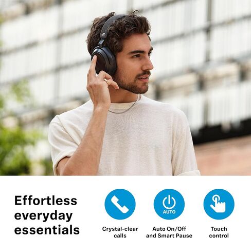 Sennheiser Consumer Audio Momentum 4 سماعات رأس لاسلكية - سماعات رأس بلوتوث للمكالمات المتوسطة الكريستال مع إلغاء الضوضاء التكيفية ، عمر البطارية 60 ساعة ، تصميم قابل للطي خفيفة الوزن - أسود/نحاسي in Kuwait