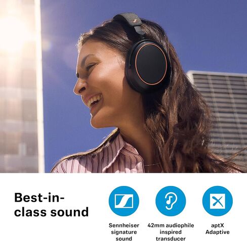 Sennheiser Consumer Audio Momentum 4 سماعات رأس لاسلكية - سماعات رأس بلوتوث للمكالمات المتوسطة الكريستال مع إلغاء الضوضاء التكيفية ، عمر البطارية 60 ساعة ، تصميم قابل للطي خفيفة الوزن - أسود/نحاسي in Kuwait