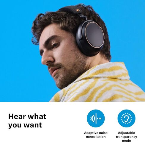 Sennheiser Consumer Audio Momentum 4 سماعات رأس لاسلكية - سماعات رأس بلوتوث للمكالمات المتوسطة الكريستال مع إلغاء الضوضاء التكيفية ، عمر البطارية 60 ساعة ، تصميم قابل للطي خفيفة الوزن - أسود/نحاسي in Kuwait