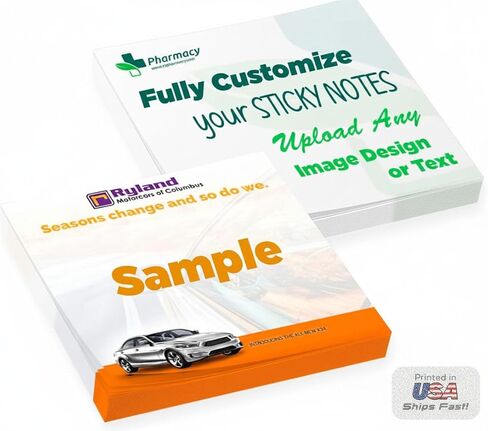 Personalized Sticky Notes 3" x 3" with Text or Logo, Custom Note Pads, 25 Sheets 250 Pack Adhesive Notepad, to Do List Memo Pads, for Office, School, Business Marketing or Party Supplies, 250 Qty in Saudi Arabia