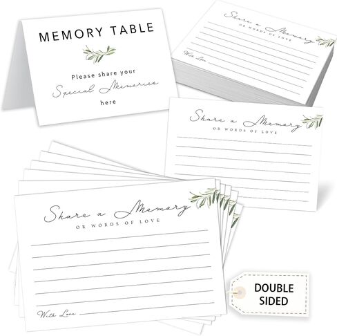 Greenery Share a Memory Cards for Celebration of Life, Graduation, Retirement, Birthdays, Guest Book Ideas, Funeral Sign In Book For Memorial Service, 4x6 Inches Set of 50 Pcs -A01 in Saudi Arabia