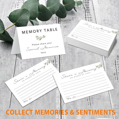 Greenery Share a Memory Cards for Celebration of Life, Graduation, Retirement, Birthdays, Guest Book Ideas, Funeral Sign In Book For Memorial Service, 4x6 Inches Set of 50 Pcs -A01 in Saudi Arabia
