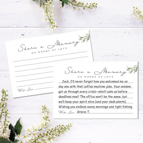 Greenery Share a Memory Cards for Celebration of Life, Graduation, Retirement, Birthdays, Guest Book Ideas, Funeral Sign In Book For Memorial Service, 4x6 Inches Set of 50 Pcs -A01 in Saudi Arabia