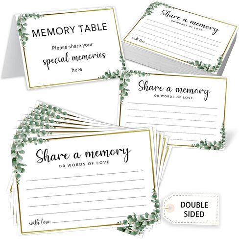 Greenery Share a Memory Cards for Celebration of Life, Graduation, Retirement, Birthdays, Guest Book Ideas, Funeral Sign In Book For Memorial Service, 4x6 Inches Set of 50 Pcs -A01 in Saudi Arabia