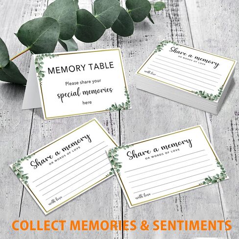 Greenery Share a Memory Cards for Celebration of Life, Graduation, Retirement, Birthdays, Guest Book Ideas, Funeral Sign In Book For Memorial Service, 4x6 Inches Set of 50 Pcs -A01 in Saudi Arabia