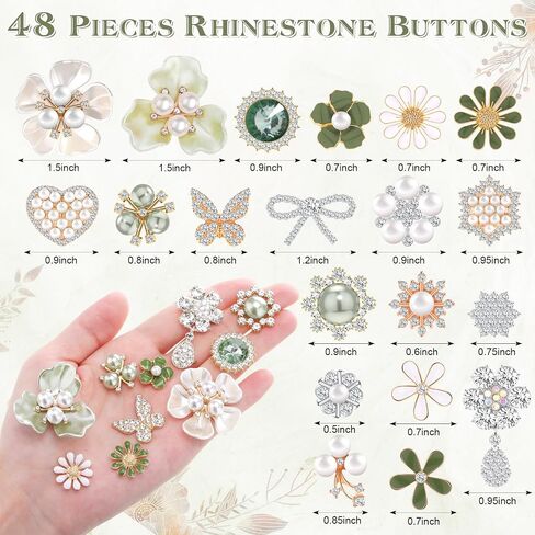 GIEGXIN 48 PCS أزرار الراين للحرف اليدوية الزخرفة لؤلؤة زهرة الفراشة زهرة بروش لزخارف الزفاف مجوهرات صنع حقائب الملابس DIY أحذية (أبيض) in Saudi Arabia