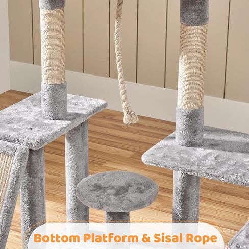 Yaheetech Trotatable Cat Tree 53.5in Tower متعدد المستويات للقطط الداخلية/القطط الكبيرة ، منزل الحيوانات الأليفة مع وظائف الخدش ، مركز تلعب الأثاث ، الرمادي الداكن in Saudi Arabia