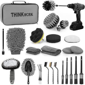 Thinkwork Windshield Cleaner Tool ، مجموعة التنظيف الداخلية للسيارة ، تفاصيل السيارة منظفًا داخليًا مع 10pcs تفاصيل مجموعة الفرشاة ، لوازم وملحقات تلقائية رمادية in Kuwait