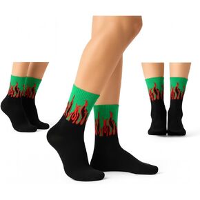 Cotton Crew Socks, Flame Pattern Design, Calf Length, 7 Pairs Pack, Sweat-Free For Men - Stretchable Free Size Anti Odur Sweat Free Anti Slip in Saudi Arabia