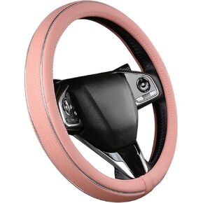 Green Car Steering Wheel Cover, Anti Slip Breathable Comfort Leather with Silver Bright Fiber Strip, Universal Protector for All Season 15 inch Fit Most Cars in Kuwait