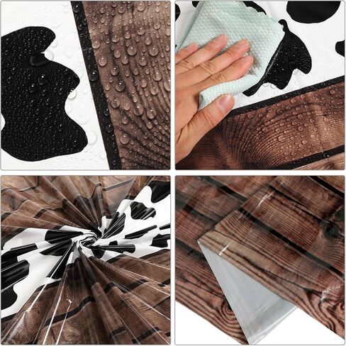 6 Pcs 54 x 108 Inch Cow Tablecloth for Party Decor Western Table Cloth Cowboy Print Plastic Rustic Table Runner Highland My First Rodeo Toys Farm Animal Holiday Story (Dark Khaki Pattern) in Saudi Arabia