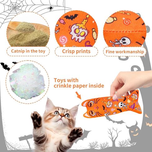 6 PCS Large Catnip Toys for Indoor Cats Crinkle Sound Plush Toys Kitten Cat Chewing Kicker Toy in Kuwait