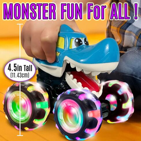 stargo - Shark Monster Truck Toys - Light Up Chomping Pull Back Truck | Birthday Gifts for Toddlers, Boys Toys, Monster Truck Children’s Toys for Kids, Boys Ages 3-5 4-6 5-7 4-8 in Kuwait