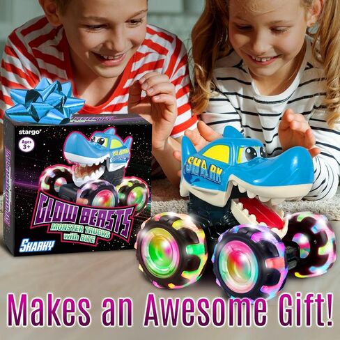 stargo - Shark Monster Truck Toys - Light Up Chomping Pull Back Truck | Birthday Gifts for Toddlers, Boys Toys, Monster Truck Children’s Toys for Kids, Boys Ages 3-5 4-6 5-7 4-8 in Kuwait