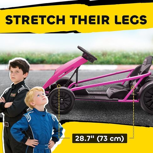 Aosom 24V 8.1 MPH Electric Go Kart, Drifting Car Battery Powered Ride on Toy Outdoor with Slow Start, Music, Horn Honking and Safety Belt, for 8-12 Years Old, Pink in Saudi Arabia