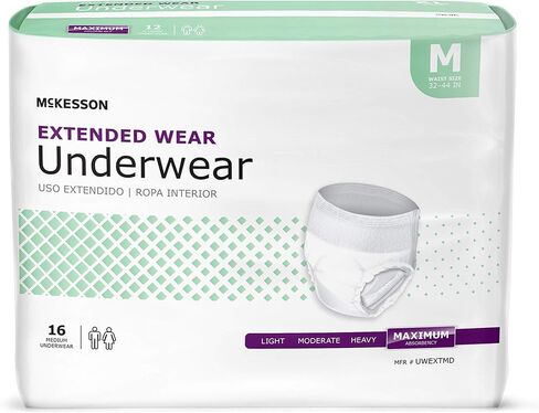 McKesson Extended Weay Weay Come Besonneince Insterwear ، [12 Count] ، XL ، 58-68 in. أقصى امتصاص ، حماية تسرب المثانة للجنسين ، أسلوب السحب مع الجوانب المسيل للدموع ، لما بعد الولادة وسلس in Kuwait