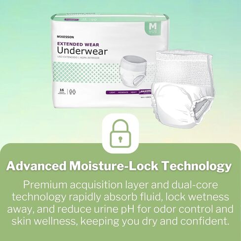 McKesson Extended Weay Weay Come Besonneince Insterwear ، [12 Count] ، XL ، 58-68 in. أقصى امتصاص ، حماية تسرب المثانة للجنسين ، أسلوب السحب مع الجوانب المسيل للدموع ، لما بعد الولادة وسلس in Kuwait