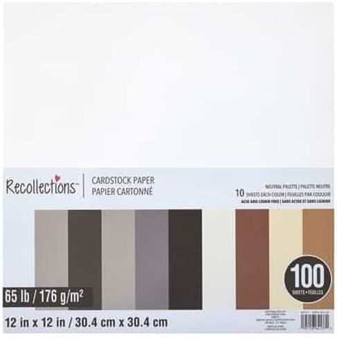 100 Sheets Neutral Palette 12" x 12" Cardstock Paper by Recollections - Acid and Lignin Free Paper for Scrapbooks, Arts & Crafts - 1 Pack in Saudi Arabia