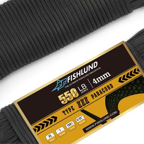 Paracord 550 LB ، 7 Strand Type III Paracord Rope 50ft 4mm ، Nylon Parachute Cord for Camping ، Neon Orange in Kuwait