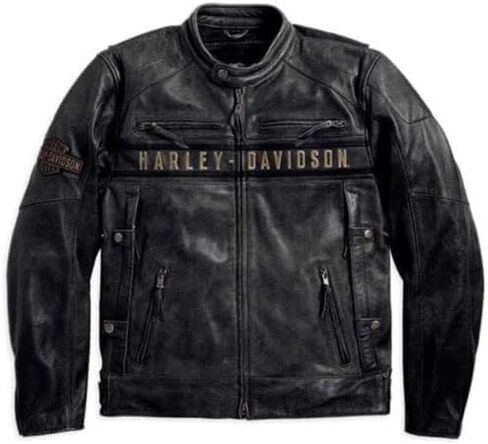 Mens Motorcycle Passing Link Triple Vent Distressed Black Cowhide Leather Jacket with Dual Vents in Saudi Arabia