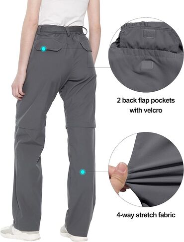 Little Donkey Andy Women's Convertible Hiking Pants Quick Dry Zip Off Shorts Lightweight Fishing Travel Trousers Dark Red XL in Saudi Arabia