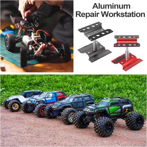 Meccanixity 1 مجموعة RC Car Work Stand Lift Lower Aluminium Repair Workstation 360 درجة تدوير مع صينية برغي خضراء وصندوق المسمار لـ 1/8 1/10 1/16 Scale RC Car Carler Truck Morning (Green) in Saudi Arabia